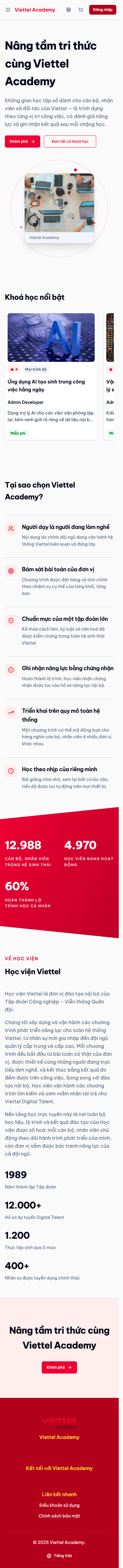 Final shared template with Viettel Academy branding, mobile