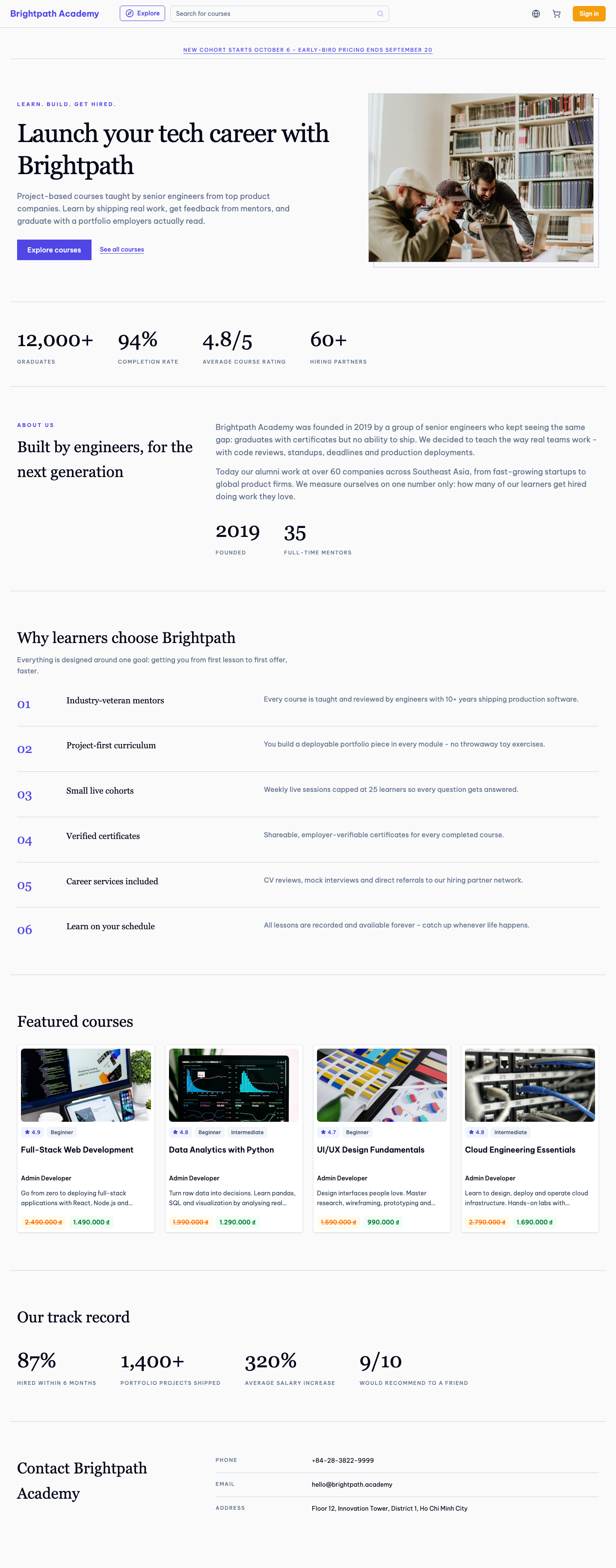 Editorial template, desktop full page