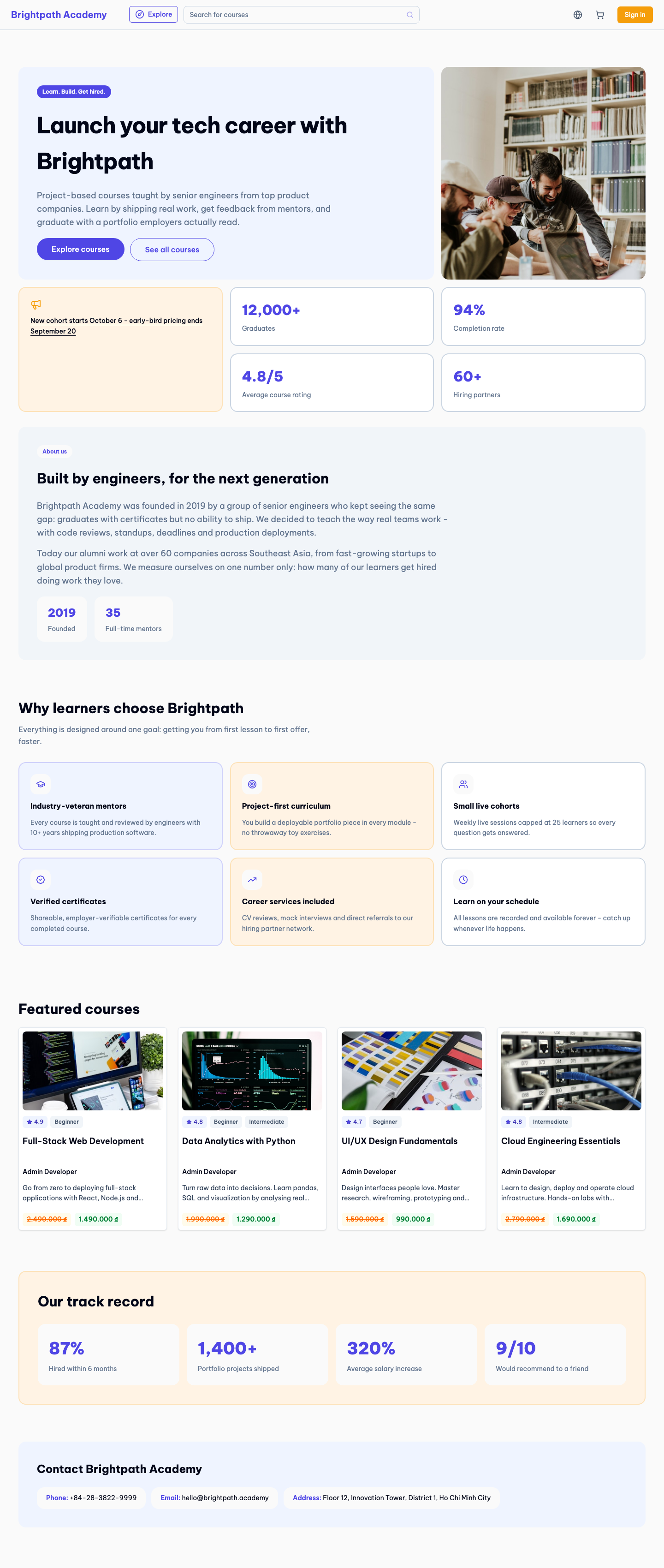 Bento template, desktop full page