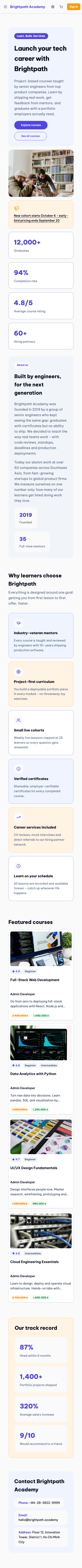 Bento template, mobile full page